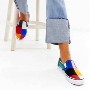 NWT Vans Classic Slip-Ons in Multicolor Patchwork Design Women’s 8